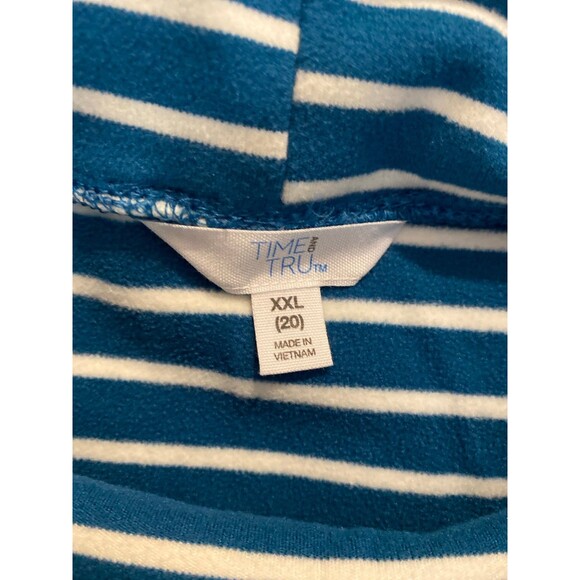Time and Tru Velour Top Size XXL (20) Cowl Neck Turquoise Green White Stripes - Picture 8 of 11